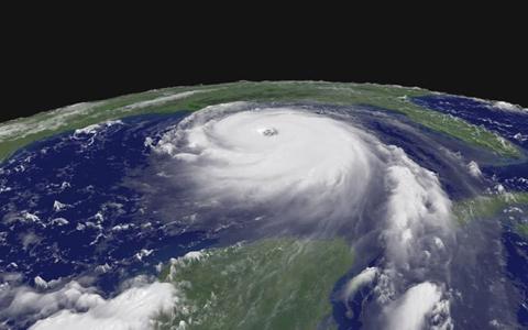Hurricane Katrina, seen here forming over the ocean in 2005, is a charismatic example of the extreme events modeled by the U.S. Department of Energy. 