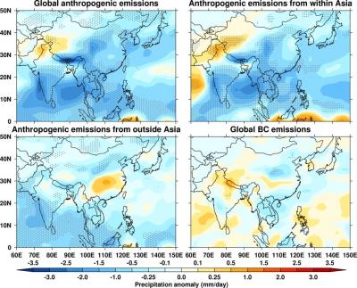 Heat charts of various emissions from the Ganguly monsoon.